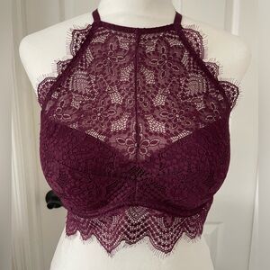 Pink Victoria's Secret High Neck Lace Bra, Size M (A-C)